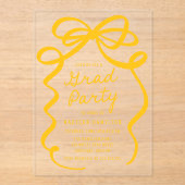 Moderne Elegant Yellow Bow Graduation Party Acryleinladungen (Vorderseite)