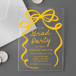 Moderne Elegant Yellow Bow Graduation Party Acryleinladungen