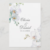 Moderne Eleganta Weiße Orchideen Hochzeitsprogramm Programm (Vorderseite)