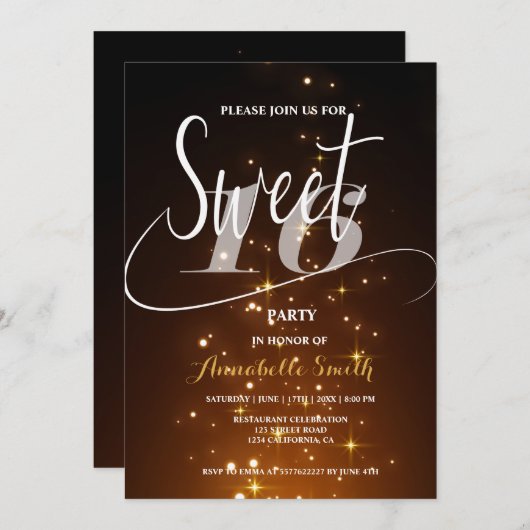 Moderne, elegante 16 Einladung (Vorne/Hinten)