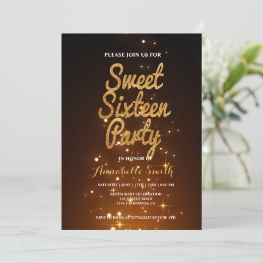 Moderne, elegante 16 Einladung (Stehend Vorderseite)