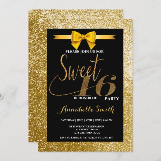 Moderne, elegante 16 Einladung (Vorne/Hinten)