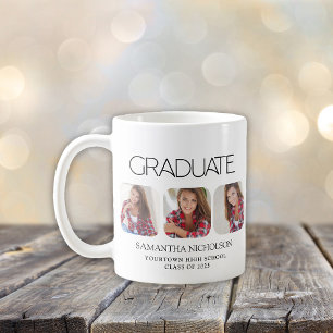Moderne elegante 3-Foto-Abschlussfeier Kaffeetasse