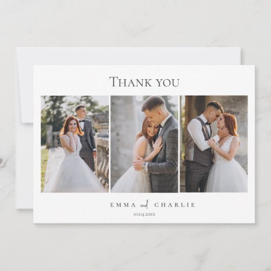 Moderne Elegante 3 Fotos Typografie-Nachricht Hoch Dankeskarte (Vorderseite)