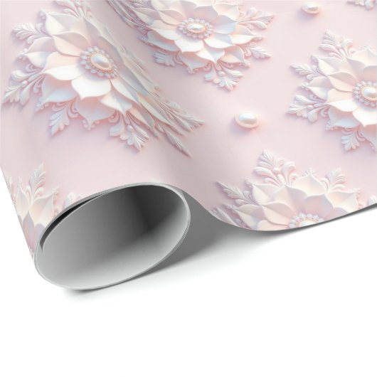 Moderne elegante "3D"-Optik Hochzeits-Blumen-Gesch Geschenkpapier (Rolleneckpunkt)