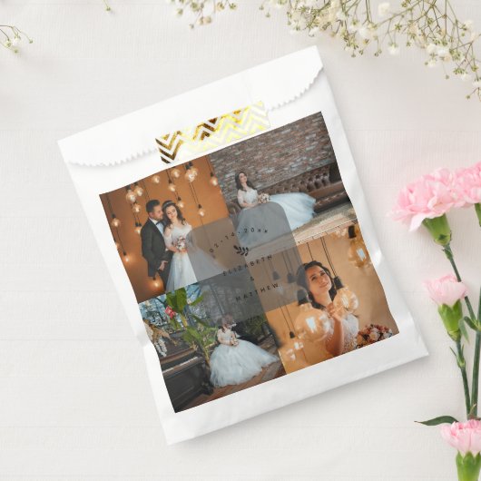 Moderne Elegante 4 Foto Collage Wedding Geschenktütchen (Versiegelt)