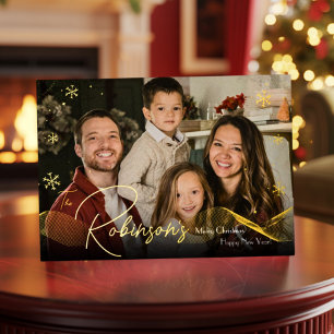 Moderne Elegante 4 Foto Minimale Schrift Weihnacht Folien Feiertagskarte