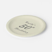 Moderne elegante 50. Geburtstagsfeier Pappteller (Schrägansicht)