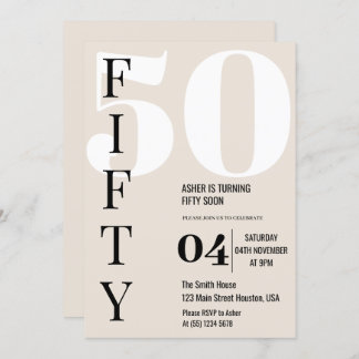 Moderne elegante 50. Geburtstagsparty Einladung
