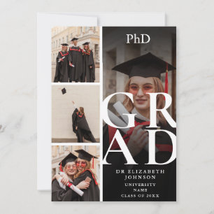 Moderne elegante 5-Foto-PhD-Abschlussfeier Einladung