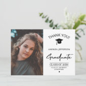 Moderne elegante Abschluss Foto Graduierte Vielen Dankeskarte (Stehend Vorderseite)