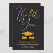 Moderne elegante Abschluss-Goldkappe dank Script Dankeskarte (Vorne/Hinten)