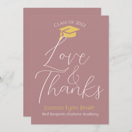 Moderne elegante Abschluss-Goldkappe dank Script Dankeskarte (Vorne/Hinten)