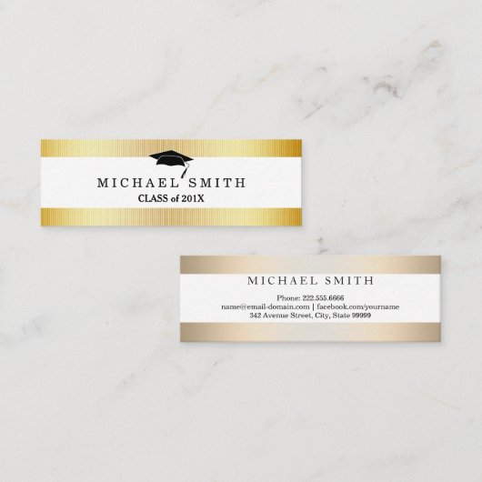 Moderne Elegante Abschluss Name Card Telefonnummerkarte (Vorne/Hinten)