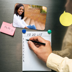 Moderne elegante Abschluss-Script-Fotografie Magnet