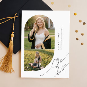 Moderne Elegante Abschlussbogen-Fotocollage Abitur Ankündigung