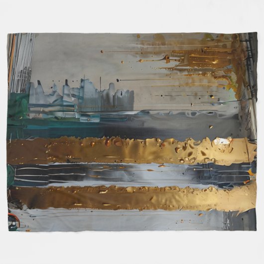Moderne Elegante Abstrakt Gold Fleecedecke (Vorderseite (Horizontal))