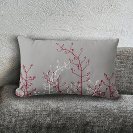 Moderne elegante Abstrakte Burgund-Blume Grau Lendenkissen