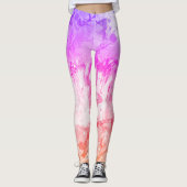 Moderne Elegante Abstrakte Kunst Rosa Lila Leggings (Vorderseite)