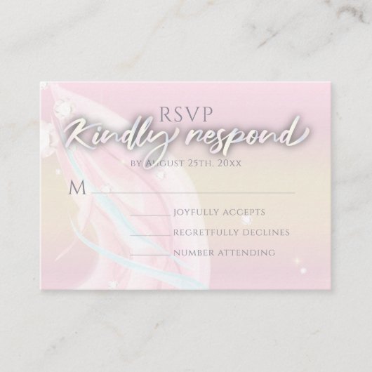 Moderne, elegante Abstrakte Pfirsichpfirsichhochze Begleitkarte (Vorderseite)