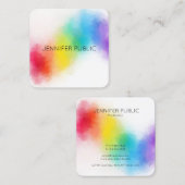 Moderne elegante Abstrakte Rainbow-Farbvorlage Quadratische Visitenkarte (Vorne/Hinten)