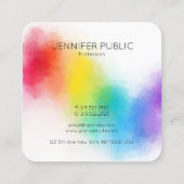 Moderne elegante Abstrakte Rainbow-Farbvorlage Quadratische Visitenkarte (Rückseite)