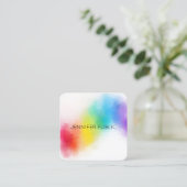 Moderne elegante Abstrakte Rainbow-Farbvorlage Quadratische Visitenkarte (Stehend Vorderseite)