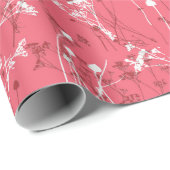 Moderne elegante Abstrakte Wildblumen auf Korallen Geschenkpapier (Rolleneckpunkt)