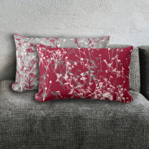 Moderne elegante Abstrakte Wildblumen Burgund Gray