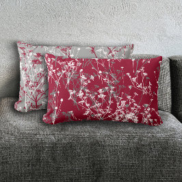 Moderne elegante Abstrakte Wildblumen Burgund Gray Lendenkissen