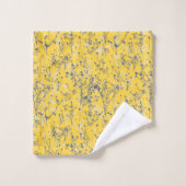 Moderne Elegante Abstrakte Wildblumen Senfgelb Badhandtuch Set (Waschlappen)