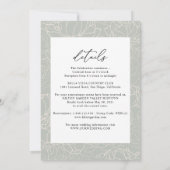 Moderne, elegante, alleinstehende grüne Hochzeit Einladung (Rückseite)