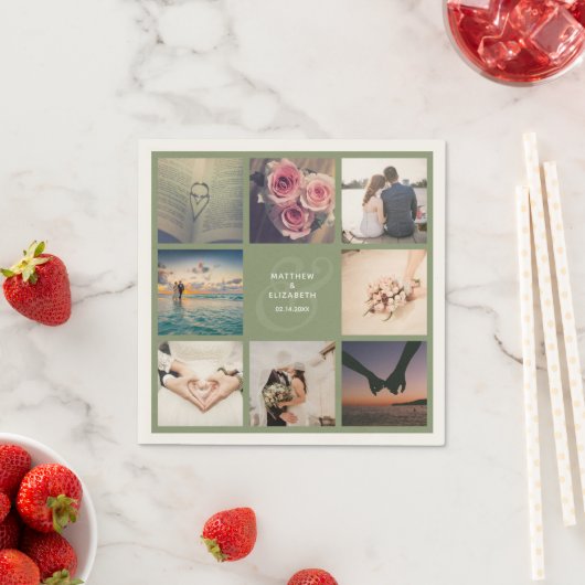 Moderne elegante Ampersandfarben und Hochzeitfoto  Serviette (Beispiel)