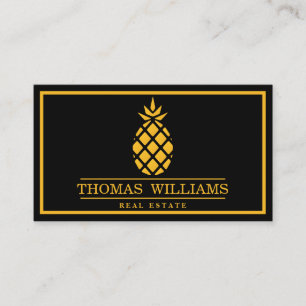 Moderne elegante Ananas-Logo auf schwarzem Hinterg Visitenkarte