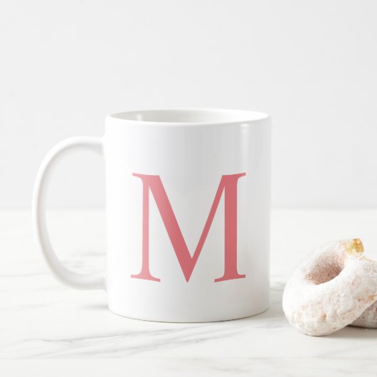 Moderne elegante Anfangsbuchstaben-Monogramm einfa Kaffeetasse (Mit Donut)