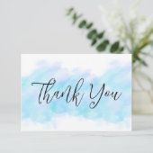 Moderne Elegante Aqua Blue Flat Vielen Dank Karten (Stehend Vorderseite)