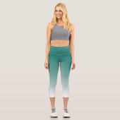 Moderne elegante, Aquamarine blaugrüne Frauen tren Capri Leggings (Vorderseite)