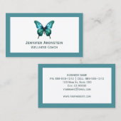 Moderne Elegante Aquamarine Schmetterlinge Visitenkarte (Vorne/Hinten)