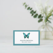 Moderne Elegante Aquamarine Schmetterlinge Visitenkarte (Stehend Vorderseite)