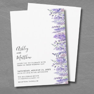 Moderne Elegante Aquarell Lila Florale Hochzeit Einladung
