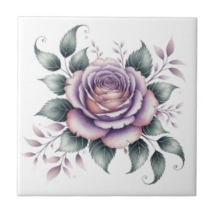 Moderne elegante Aquarell schöne Lavendelrose Fliese