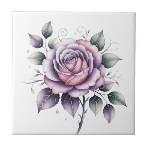 Moderne elegante Aquarell schöne Lavendelrose Fliese