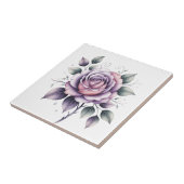 Moderne elegante Aquarell schöne Lavendelrose Fliese (Seite)