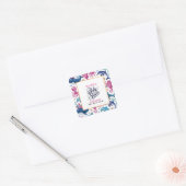 Moderne, elegante Aquarell Sea animal baby Dusche2 Quadratischer Aufkleber (Umschlag)