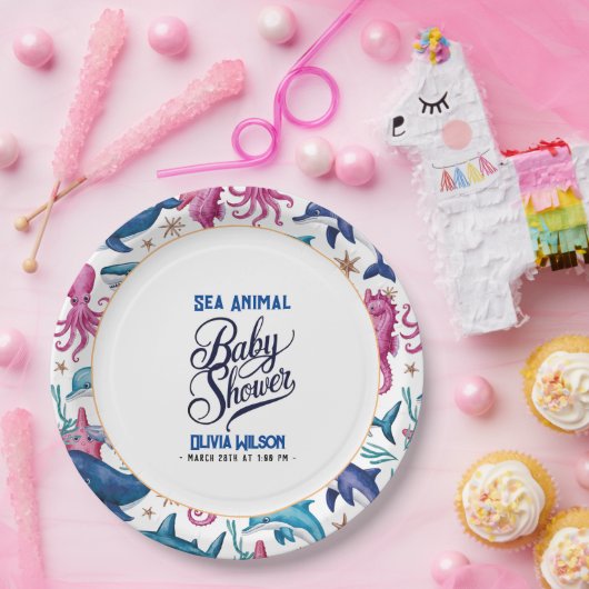 Moderne, elegante Aquarell Seemannsdusche5 Pappteller (Party)