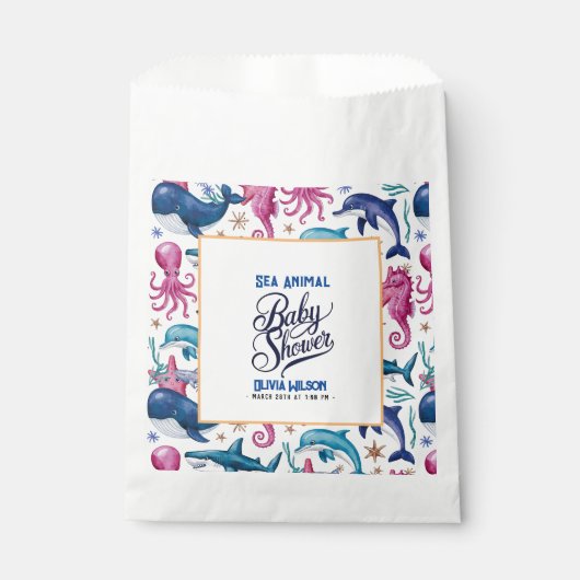 Moderne, elegante Aquarellbrunnen Kinderdusche Geschenktütchen (Vorderseite)