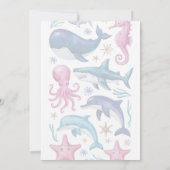 Moderne, elegante Aquarellbrunnen Seegutte Babydus Einladung (Rückseite)