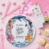 Moderne, elegante Aquarellbrunnen Seegutte Babydus Pappteller (Party)