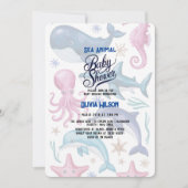 Moderne, elegante Aquarellbrunnen Seemannsdusche7 Einladung (Vorderseite)