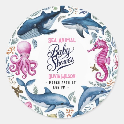 Moderne, elegante Aquarellbrunnen Seemannsdusche7 Runder Aufkleber (Vorderseite)